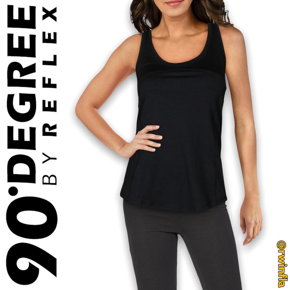 90 Degree by Reflex Women's Athletic Running Tank Top Black Size Large NWT